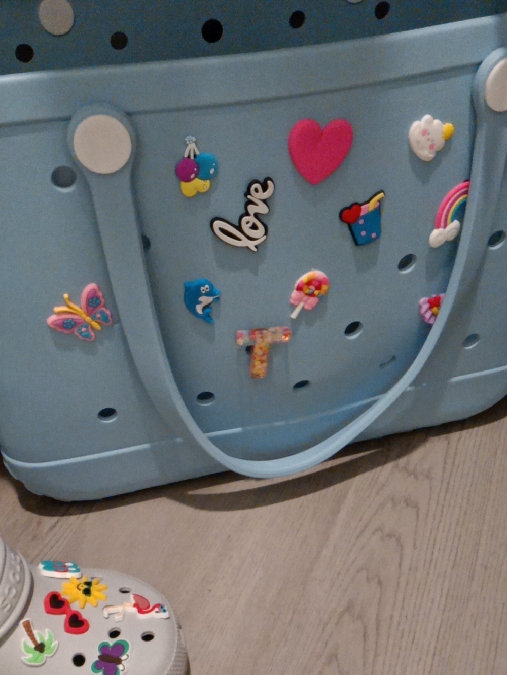 XL Decorative Tote with Fun Charms - NWOT